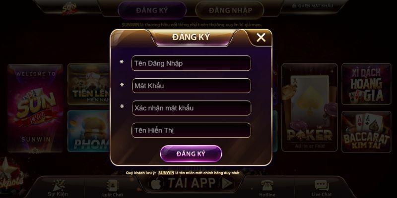 Các bước đăng ký Sunwin